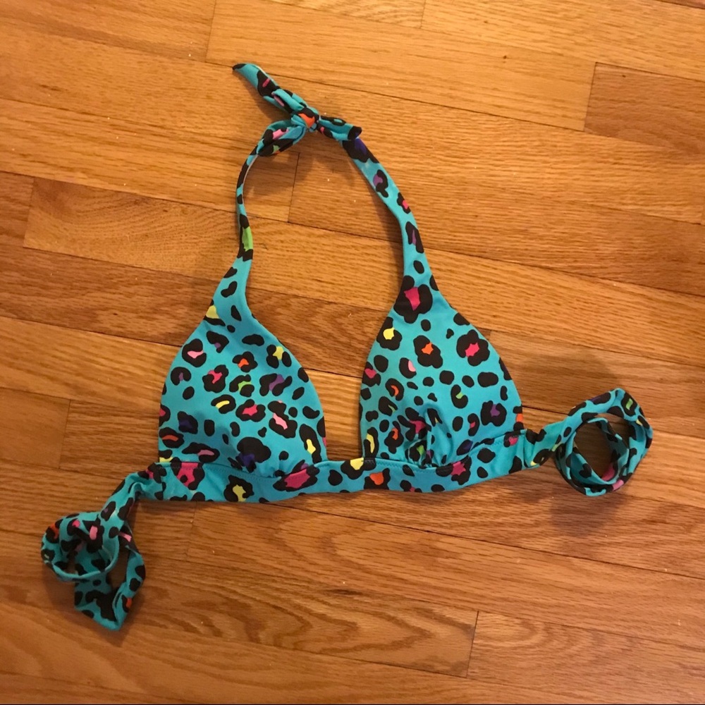 Victoria’s Secret Teal Leopard Bikini Top- S